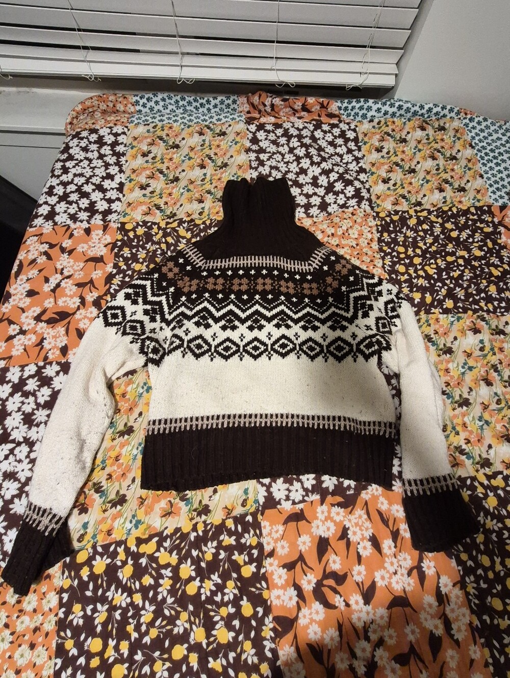 Brown And Cream Fair Isle Turtleneck Sweater - American Eagle